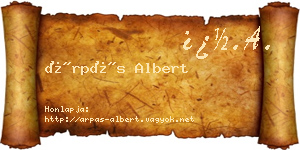 Árpás Albert névjegykártya